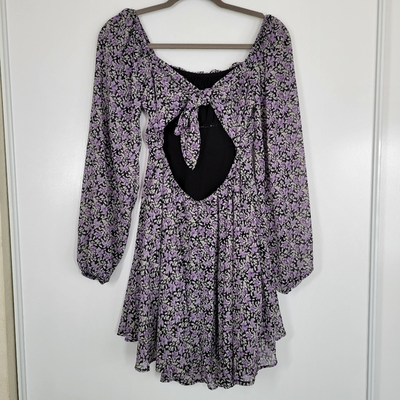 Blush & Day Black Floral Tiered Babydoll Mini Dress M Dark Romantic‎ Whimsigoth - Picture 3 of 14